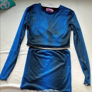 Edikted Blue Mesh Two-Piece Set size small